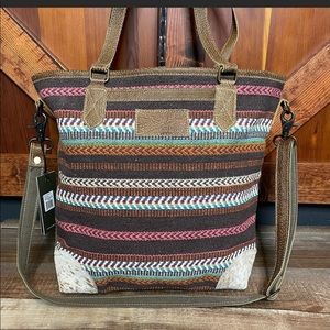 Myra Bag Braided Shoulder Purse Upcycled canvas